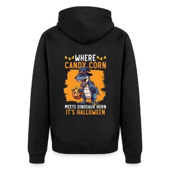 Dinosaurier Halloween Süßes oder Saures Dino Liebhaber - Unisex Premium Bio Zip Hoodie - Schwarz - Hinten - Nico (187cm)