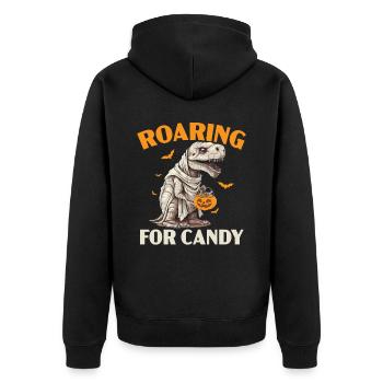 Dinosaur Halloween Trick Or Treat Dino Lover - Unisex Premium Organic Zip Hoodie - black - Back - Nico (187cm)
