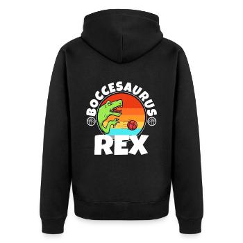 Boccesaurus Rex - Unisex Premium Organic Zip Hoodie - black - Back - Nico (187cm)