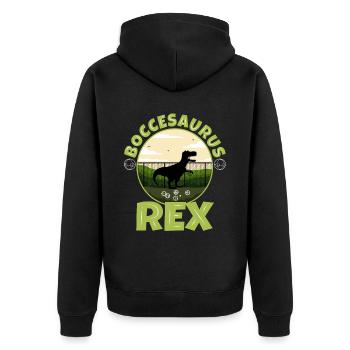 Boccesaurus Rex - Unisex Premium Organic Zip Hoodie - black - Back - Nico (187cm)