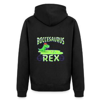 Boccesaurus Rex - Unisex Premium Organic Zip Hoodie - black - Back - Nico (187cm)
