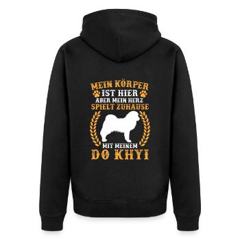 Spiele mit meinem Do Khyi Tibetmastiff Tibetdogge - Unisex Premium Bio Zip Hoodie - Schwarz - Hinten - Nico (187cm)