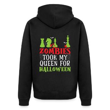 Chess Halloween Trick Or Treat Chess Board Game - Unisex Premium Organic Zip Hoodie - black - Back - Nico (187cm)
