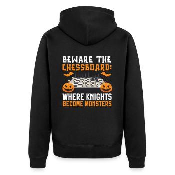 Chess Halloween Trick Or Treat Chess Board Game - Unisex Premium Organic Zip Hoodie - black - Back - Nico (187cm)
