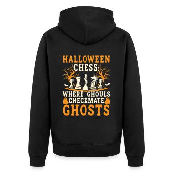 Chess Halloween Trick Or Treat Chess Board Game - Unisex Premium Organic Zip Hoodie - black - Back - Nico (187cm)
