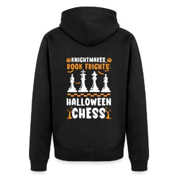Chess Halloween Trick Or Treat Chess Board Game - Unisex Premium Organic Zip Hoodie - black - Back - Nico (187cm)