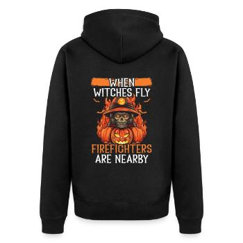 Pompier Halloween Trick Or Treat Fireman - Veste à capuche bio Premium Unisexe - noir - Dos - Nico (187cm)