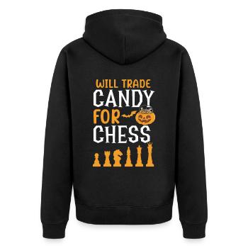 Chess Halloween Trick Or Treat Chess Board Game - Unisex Premium Organic Zip Hoodie - black - Back - Nico (187cm)