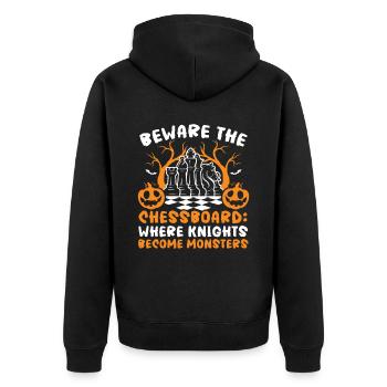 Chess Halloween Trick Or Treat Chess Board Game - Unisex Premium Organic Zip Hoodie - black - Back - Nico (187cm)