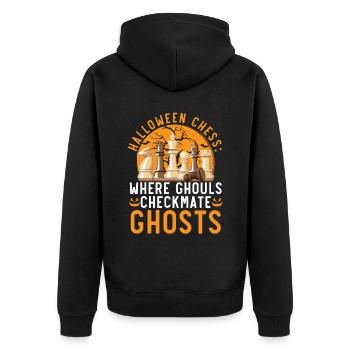 Chess Halloween Trick Or Treat Chess Board Game - Unisex Premium Organic Zip Hoodie - black - Back - Nico (187cm)