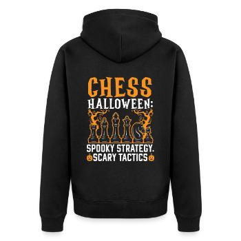 Chess Halloween Trick Or Treat Chess Board Game - Unisex Premium Organic Zip Hoodie - black - Back - Nico (187cm)