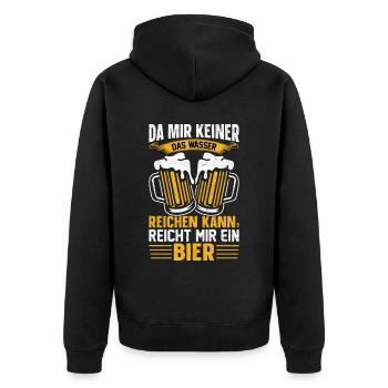 Reicht mir ein Bier - Biertrinker Bier Bierkrug - Unisex Premium Bio Zip Hoodie - Schwarz - Hinten - Nico (187cm)