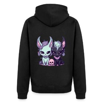 Kawaii Pastel Goth Cute and Creepy Witch Cats - Unisex Premium Organic Zip Hoodie - black - Back - Nico (187cm)