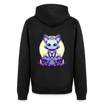 Kawaii Pastel Goth Cute Creepy Witch Cat - Unisex Premium Organic Zip Hoodie - black - Back - Nico (187cm)