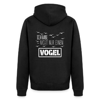 Ich habe einen Vogel Witz - Unisex Premium Bio Zip Hoodie - Schwarz - Hinten - Nico (187cm)