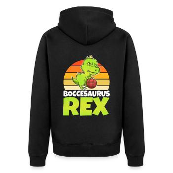 Boccesaurus Rex - Unisex Premium Organic Zip Hoodie - black - Back - Nico (187cm)