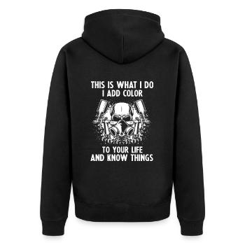 Car Painter Offer for Car Painters - Unisex Premium Organic Zip Hoodie - black - Back - Nico (187cm)