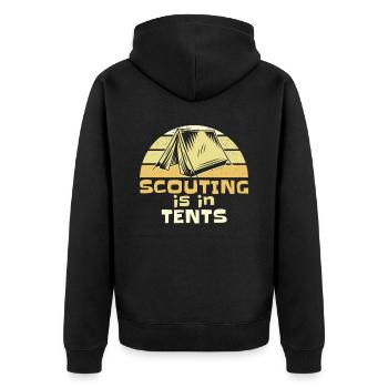 Pfadfinder Humor Scouting Is In Tents - Unisex Premium Bio Zip Hoodie - Schwarz - Hinten - Nico (187cm)