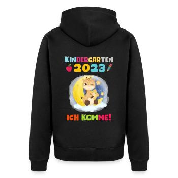 Kindergarten 2023 Ich Komme Mädchen Kita Geschenk - Unisex Premium Bio Zip Hoodie - Schwarz - Hinten - Nico (187cm)