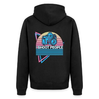 Kamera Fotografie Fotograf Retro - Unisex Premium Bio Zip Hoodie - Schwarz - Hinten - Nico (187cm)