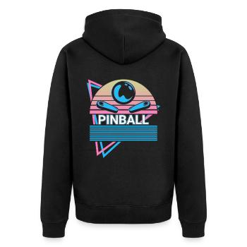 Flipperautomat Retro - Unisex Premium Bio Zip Hoodie - Schwarz - Hinten - Nico (187cm)