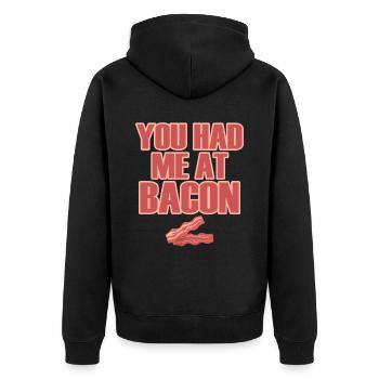 Bacon Gift Bacon Saying Food Bacon - Unisex Premium Organic Zip Hoodie - black - Back - Nico (187cm)