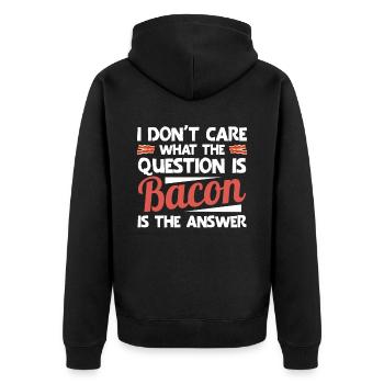 Bacon Gift Bacon Saying Food Bacon - Unisex Premium Organic Zip Hoodie - black - Back - Nico (187cm)