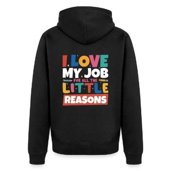 Netter Schullehrer - Unisex Premium Bio Zip Hoodie - Schwarz - Hinten - Nico (187cm)