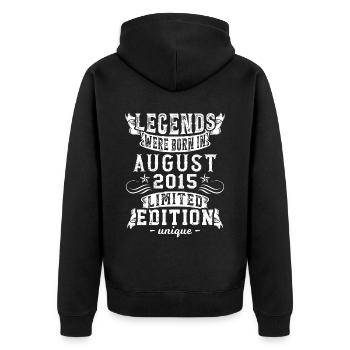 Anniversaire Août 2015 Année Edition Limitée Rétro - Veste à capuche bio Premium Unisexe - noir - Dos - Nico (187cm)