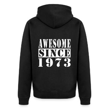 Awesome Since 1973 - Unisex Premium Organic Zip Hoodie - black - Back - Nico (187cm)