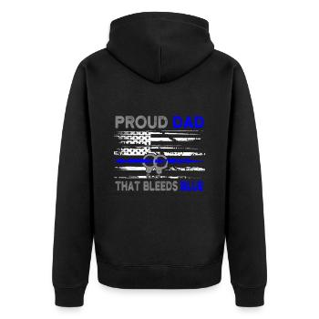 Proud Dad Polizist Polizei USA Geschenk - Unisex Premium Bio Zip Hoodie - Schwarz - Hinten - Nico (187cm)