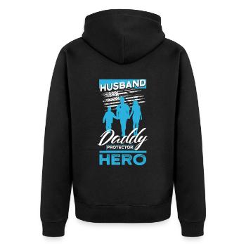 Policeman Daddy Husband Hero - Unisex Premium Organic Zip Hoodie - black - Back - Nico (187cm)