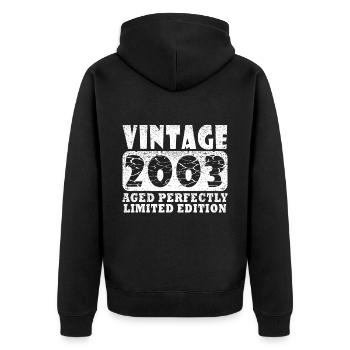 2003 20e anniversaire - Veste à capuche bio Premium Unisexe - noir - Dos - Nico (187cm)
