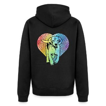 Beagle Dog Retro - Unisex Premium Organic Zip Hoodie - black - Back - Nico (187cm)