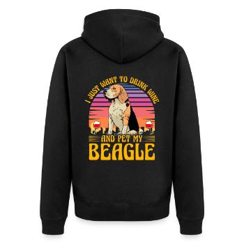 Je veux juste boire du vin et caresser mon Beagle - Veste à capuche bio Premium Unisexe - noir - Dos - Nico (187cm)