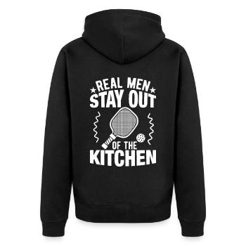 Pickleball Opa Pickleball Spieler - Unisex Premium Bio Zip Hoodie - Schwarz - Hinten - Nico (187cm)