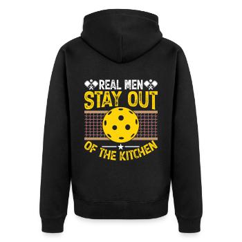 Pickleball Opa Pickleball Spieler - Unisex Premium Bio Zip Hoodie - Schwarz - Hinten - Nico (187cm)