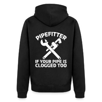 Rohrschlosser Klempner Rohleger Bauarbeiter - Unisex Premium Bio Zip Hoodie - Schwarz - Hinten - Nico (187cm)