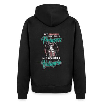 Valkyries My Mother Didn't Rise Norse Mythology - Unisex Premium Bio Zip Hoodie - Schwarz - Hinten - Nico (187cm)
