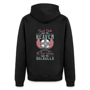 Valkyrie Good Girls Go To Heaven Norse Goddess - Unisex Premium Bio Zip Hoodie - Schwarz - Hinten - Nico (187cm)