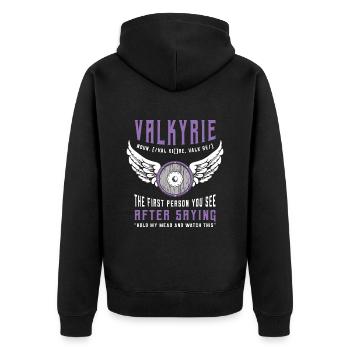 Valkyrie The First Person You See Norse Mythology - Unisex Premium Bio Zip Hoodie - Schwarz - Hinten - Nico (187cm)