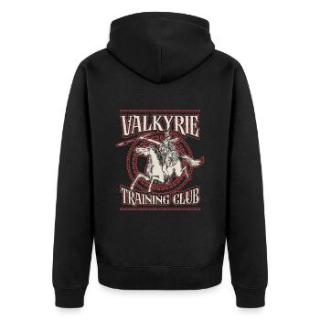 Valkyrie Training Club Viking Woman Norse Goddess - Unisex Premium Bio Zip Hoodie - Schwarz - Hinten - Nico (187cm)