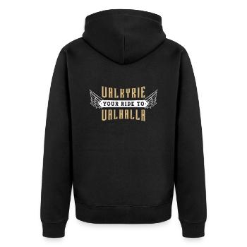 Valkyrie Your Ride To Valhalla Norse Mythology - Unisex Premium Bio Zip Hoodie - Schwarz - Hinten - Nico (187cm)