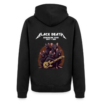 Black Death European Tour Plague Doctor - Unisex Premium Bio Zip Hoodie - Schwarz - Hinten - Nico (187cm)