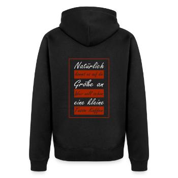 Natürlich kommt es auf die Größe an wer will schon - Unisex Premium Bio Zip Hoodie - Schwarz - Hinten - Nico (187cm)