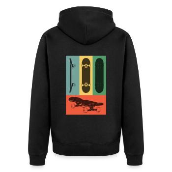 Skateboard Retro Skate Skater - Unisex Premium Organic Zip Hoodie - black - Back - Nico (187cm)