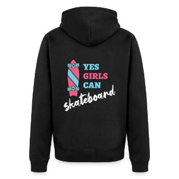 Oui les filles peuvent skateboard skater - Veste à capuche bio Premium Unisexe - noir - Dos - Nico (187cm)