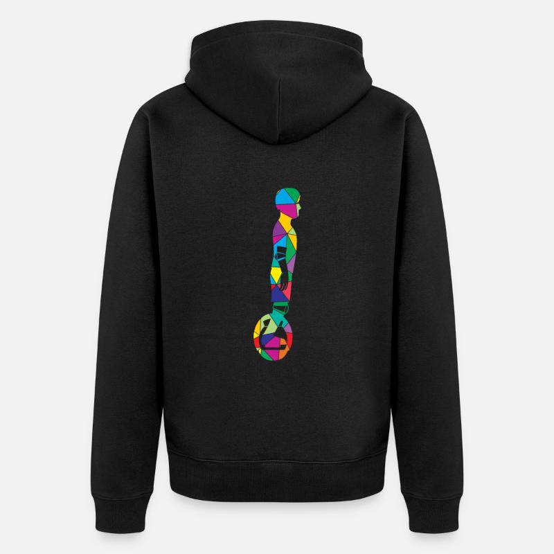 Low Poly Einrad Polygon Solowheel - Unisex Premium Bio Zip Hoodie - Schwarz