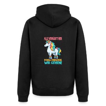 Comic Unicorn Crazy Rainbow Mane - Unisex Premium Organic Zip Hoodie - black - Back - Nico (187cm)
