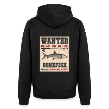 Poisson recherché – pêche au poisson osseux - Veste à capuche bio Premium Unisexe - noir - Dos - Nico (187cm)